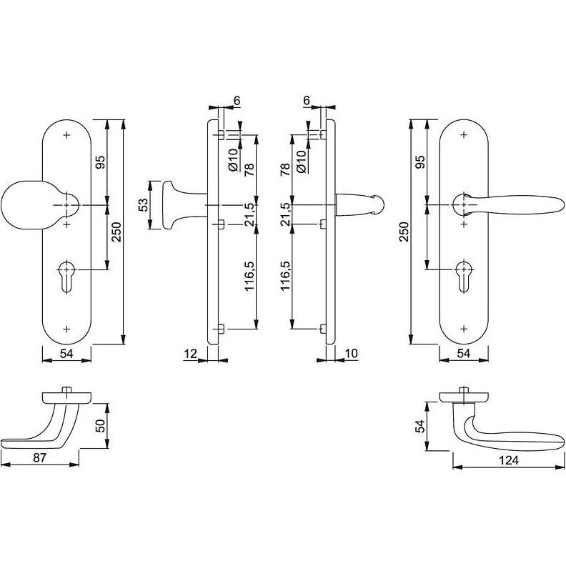 Thumbnail - Hoppe, Türgriff + Fenstergriff, Schutzgarnitur Verona 86G/3331/3310/1510 (Türgriff)