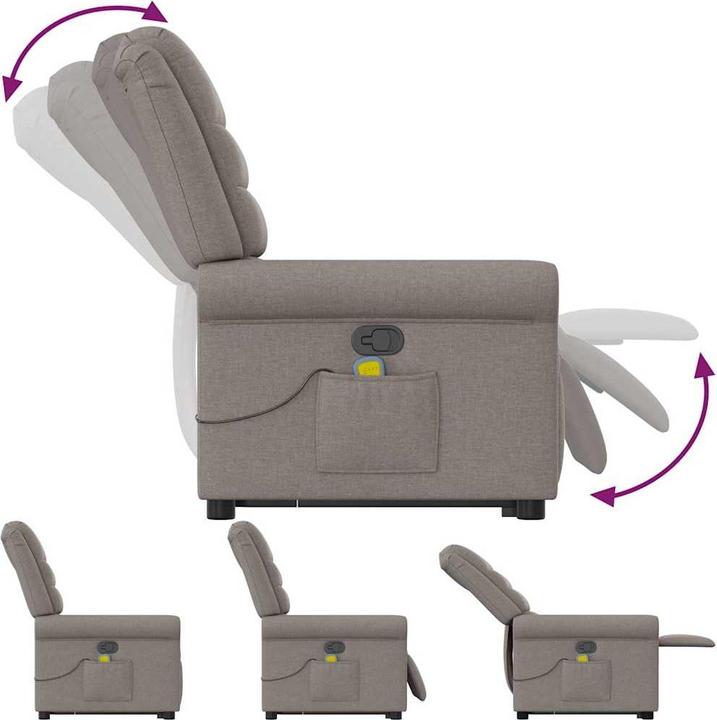 Produktbild VidaXL Massagesessel mit Aufstehhilfe Taupe Stoff