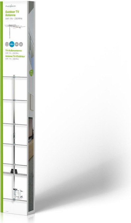 Produktbild Nedis TV Antenne - Max. 13dB Verstärkung - VHF: 174-230 MHz - 50km Reichweite - für Draussen (Parabolantenne, 13 dB, UKW / MW / LW)
