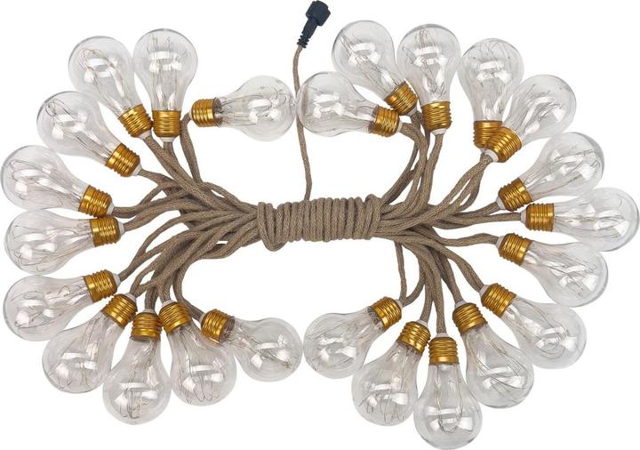 Image du produit Hermex LED-Hanfseil-Lichterkette Solar-Leuchtkette Gartenbeleuchtung Lampe (10 m)