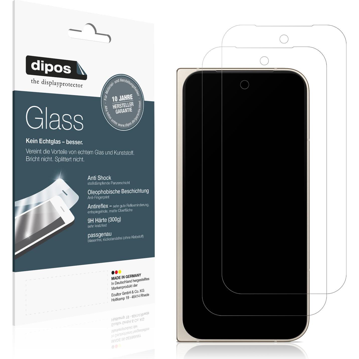 Dipos Anti-Shock Displayschutz Matt 9H (1 Stück, Google Pixel 9 Pro Fold), Smartphone Schutzfolie, Transparent