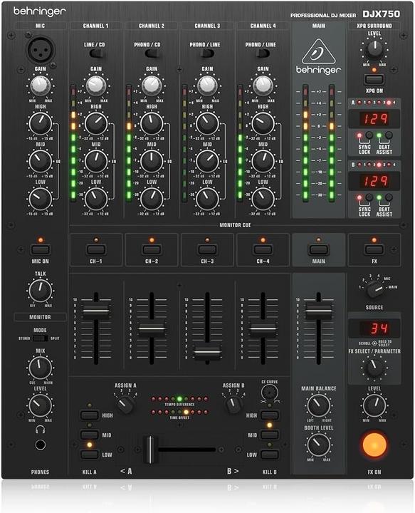 Produktbild Behringer DJX750 Professional 5 Channel DJ Mixer with Advanced Digital Effects and BPM Counter (Clubmixer)