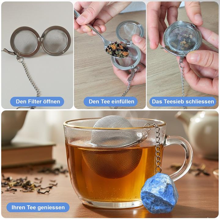 Actual product image Gewürzladen Näfels Teesieb mit Lapis-Lazuli-Anhänger, Teeei, Teekugel, Gewürzsieb