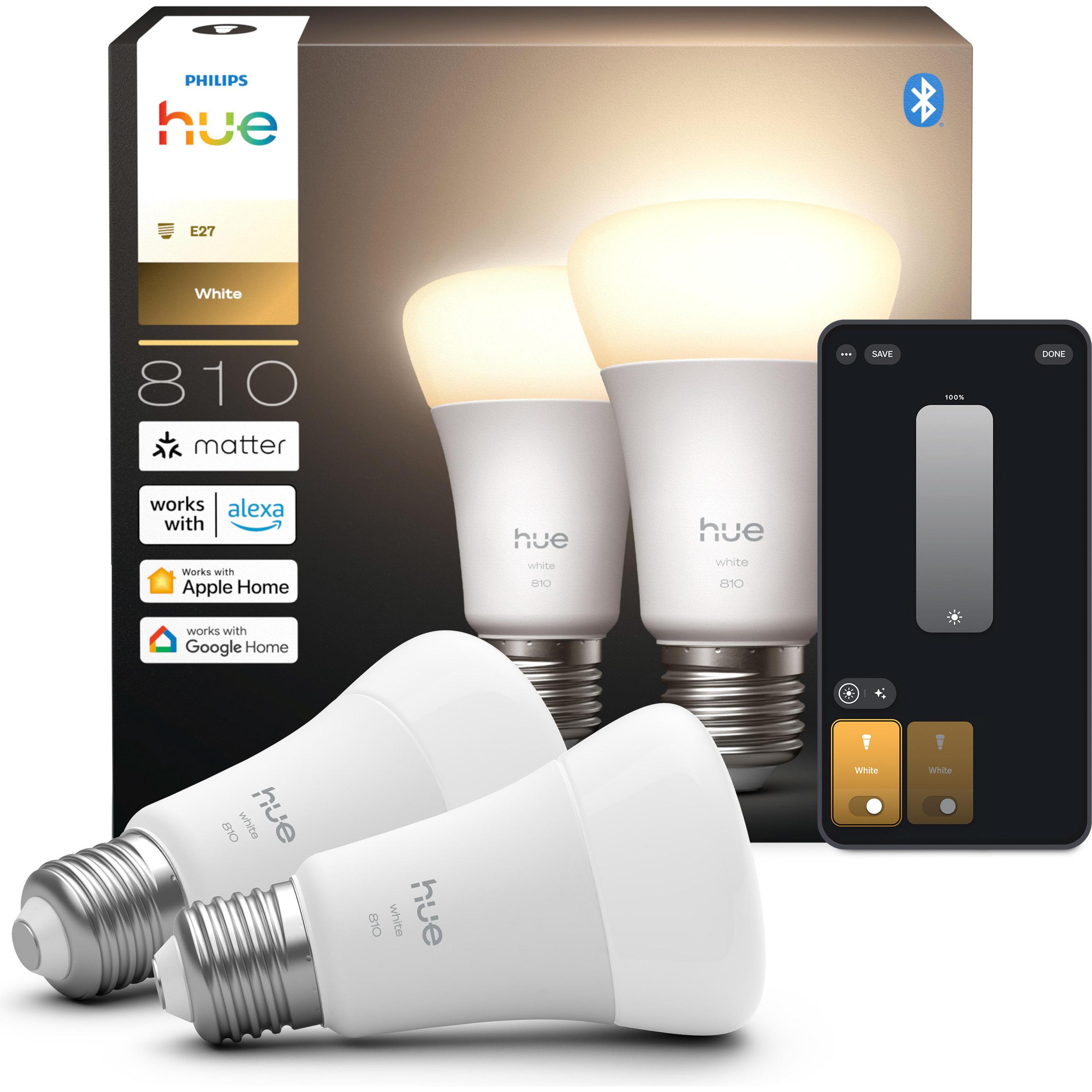 Philips Hue, Lampadina, White smarte Lampe (E27, 2x)