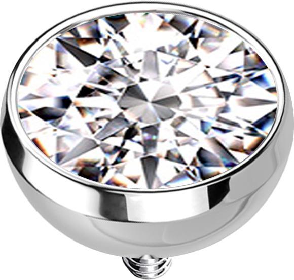 Produktbild Star Piercing Dermal Anchor Halbkugel silber mit Kristall silber (ohne Messing, Chirurgenstahl 316L)