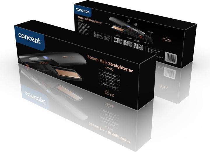 Produktbild Concept VZ6010 Haarstyling-Gerät Glätteisen Dampf Schwarz Bronze 54 W 2 5 m (Dampfglätteisen)