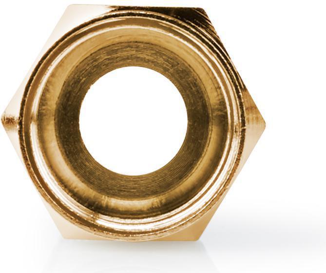 Image du produit Nedis F-plug straight plug Plaqué or 75 Ohm Twist-on Diamètre d'entrée de câble : 5,5 mm Cuivre Met (75 dB, Fiches et connecteurs)