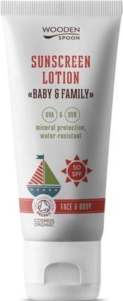 Produktbild Konjac Sponge WOODEN SPOON Sunscreen Lotion delikatny krem z filtrem dla niemowląt i całej rodziny SPF50+ 100ml (Sonnencreme Gesicht, SPF 50, 100 ml)