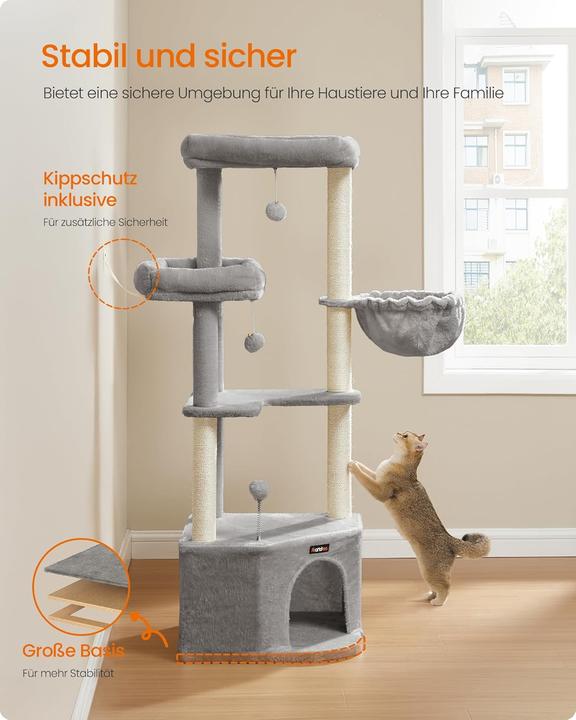 Actual product image Feandrea Cat scratching post (140 cm, Taupe grey)