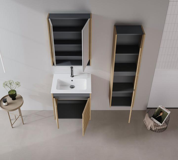 Produktbild Homitis Ricato 60 Bathroom Cabinet With Sink & Mirror Set (2 Pieces)