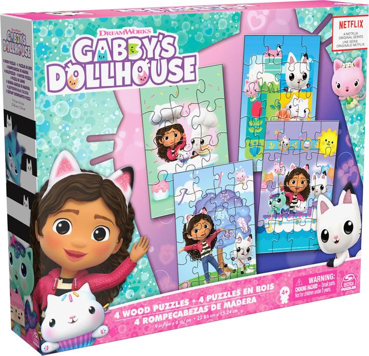 Productafbeelding Spin Master Gabby's Poppenhuis, Coffret de 4 puzzels en bois de 12, 16, 20 et 24 pièces, puzzels voor kinderen (12 onderdelen)