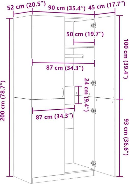 Immagine prodotto vidaXL Aylmar (90 x 52 x 200 cm)