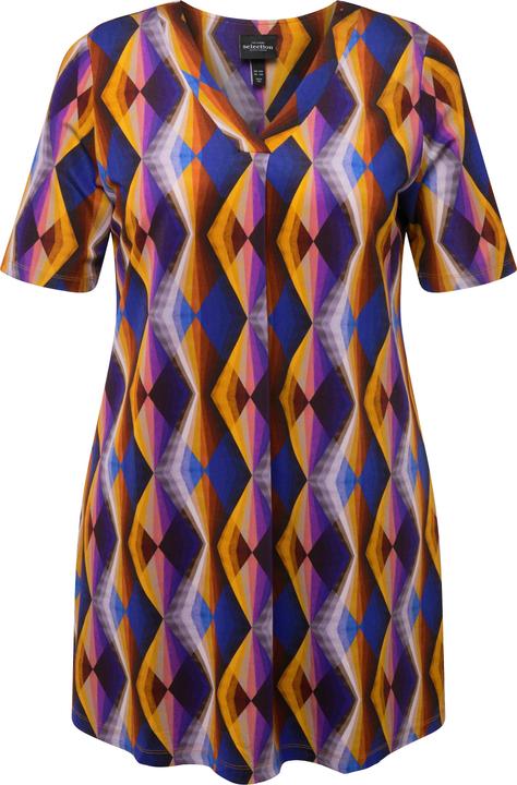 Actual product image Ulla Popken Geometric Print Short Sleeve Slinky Top (50, 52)