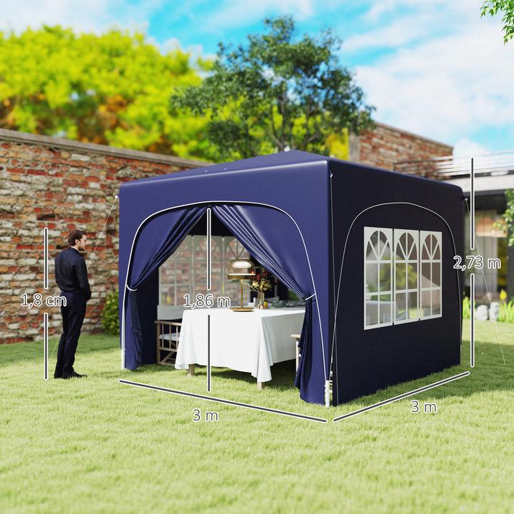Actual product image Outsunny Pavillon Metall, Polyester Blau (300 cm, 300 cm)