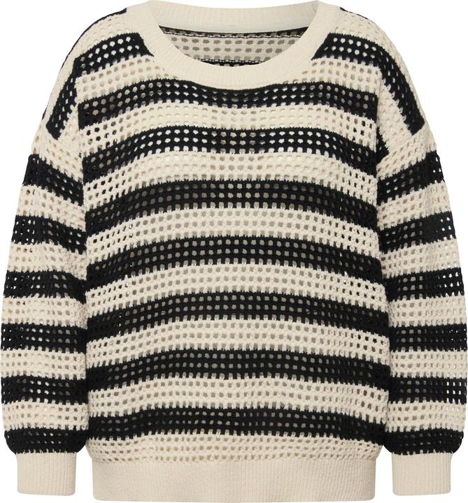 Produktbild Ulla Popken Häkelpullover, Streifen, Oversized, Rundhals, Langarm (46, 48)