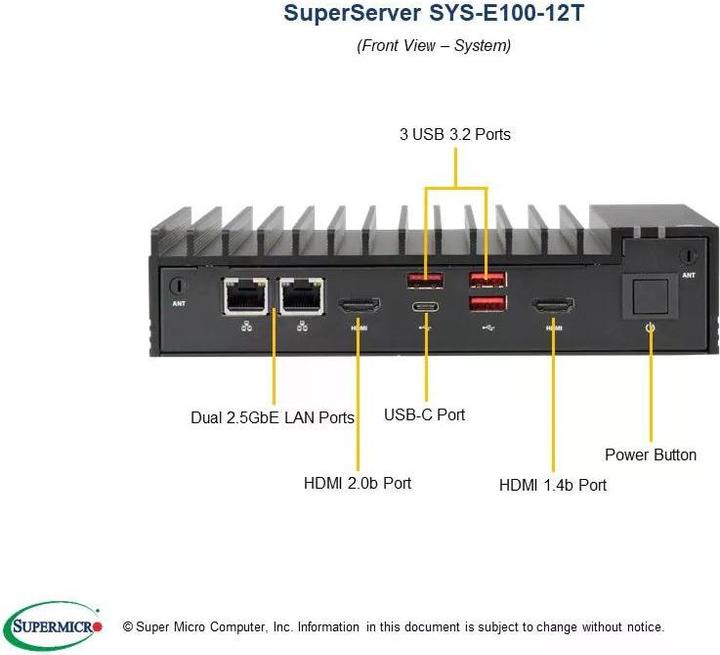 Actual product image Supermicro Barebone IoT SuperServer E100-12T-L