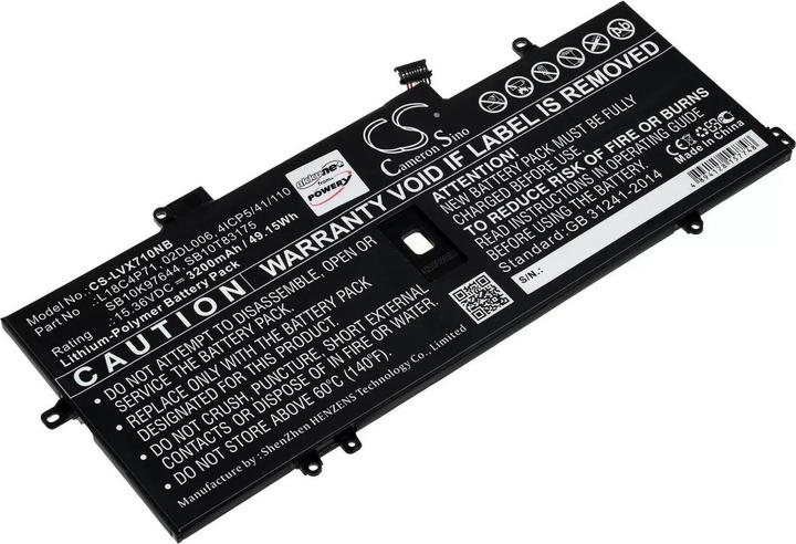 Image du produit AccuCell Batterie Lenovo ThinkPad X1 Carbon 2019, 7ème génération, type L18C4P71 et autres (3200 mAh)
