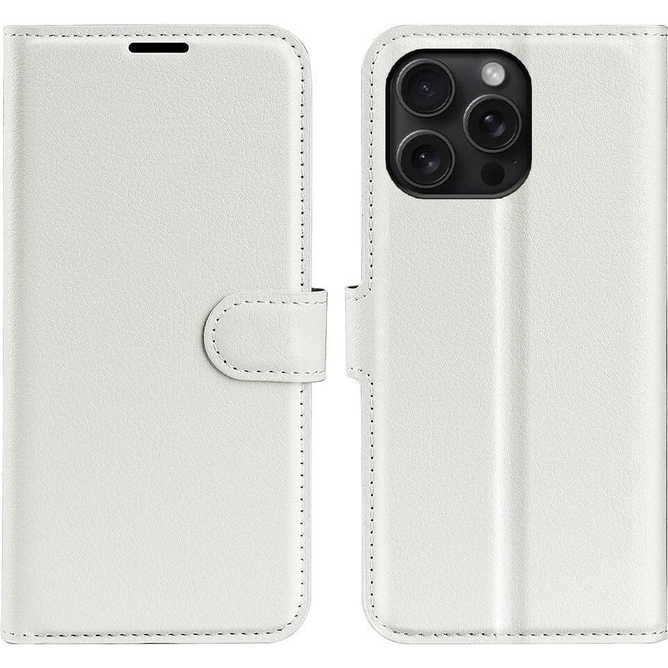 Cover-Discount iPhone 16 Pro - Leder Etui Hülle (Apple iPhone 16 Pro), Smartphone Hülle, Weiss