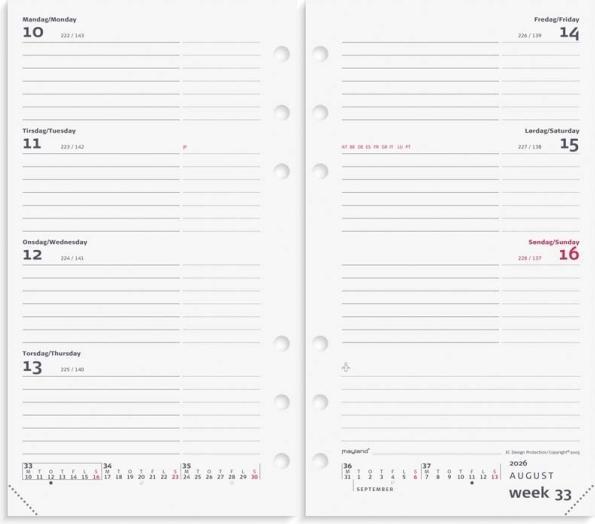 Mayland-Burde System PP International ugekalender tvrf. REFILL 2026