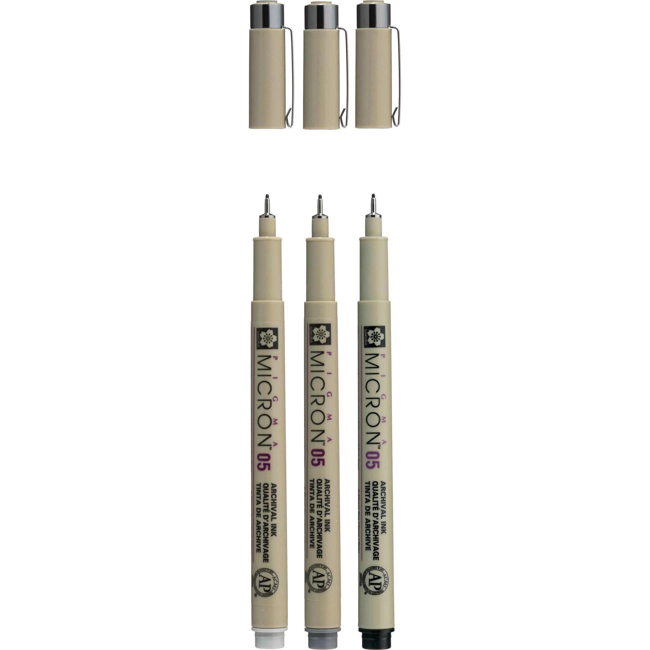 Sakura, Schreibstifte, Pigma Micron (Schwarz, Grau, 3 x)