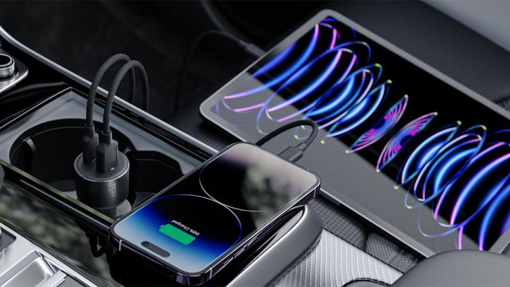 Image du produit Alogic Périphérique de positionnement voiture 100W USB-C+USB-A +USB-C vers câble USB-A