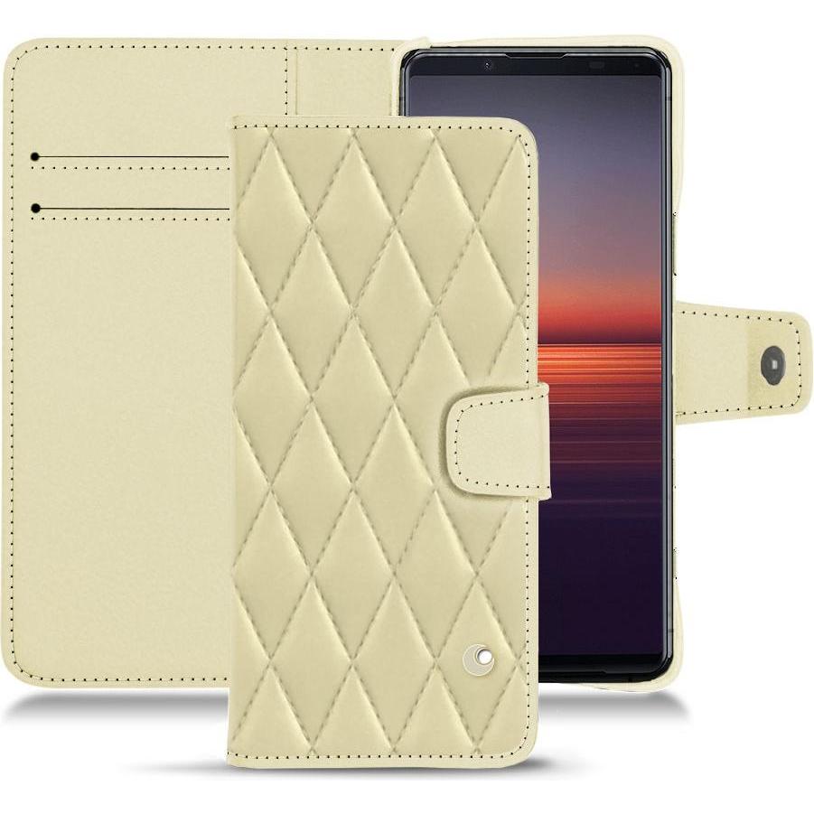 Noreve Lederschutzhülle Wallet (Sony Xperia 5 II), Smartphone Hülle, Beige