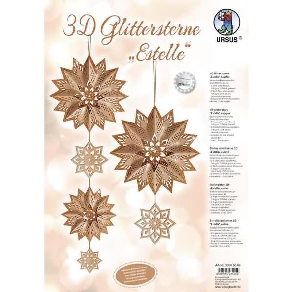 Ursus Bastelset 3D Glittersterne 'Estelle' kupfer