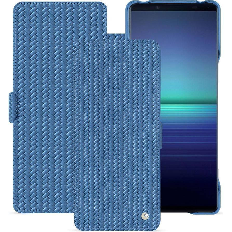 Noreve Lederschutzhülle horizontal (Sony Xperia 1 V), Smartphone Hülle, Blau