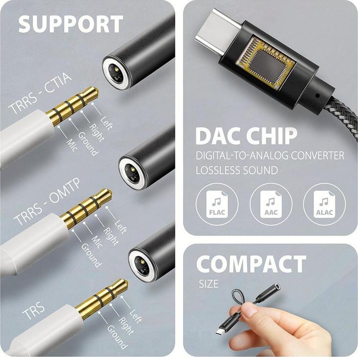 Actual product image Axagon ADA-HC USB-C Hi-Res Audio adapter - 3.5 mm jack, 32 bit, 384 kHz (USB)