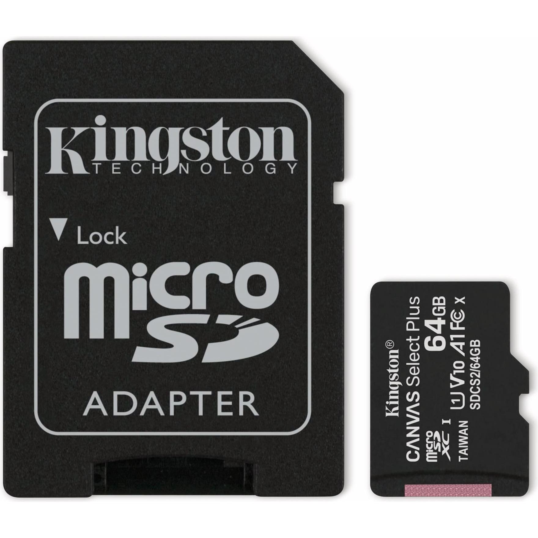 Thumbnail - Kingston Canvas Select Plus (64 GB, microSDXC, U1, UHS-I), Speicherkarte, Schwarz