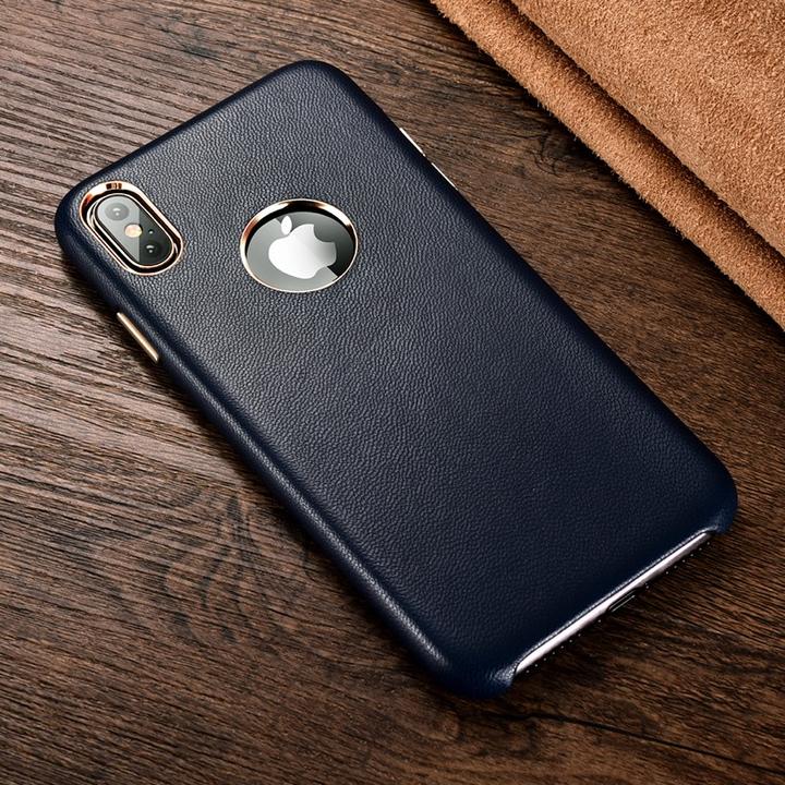 Produktbild iCarer iPhone XS Max - Luxury Echtleder Xoomz XIXS03-BU, dunkelblau (Apple iPhone XS Max)