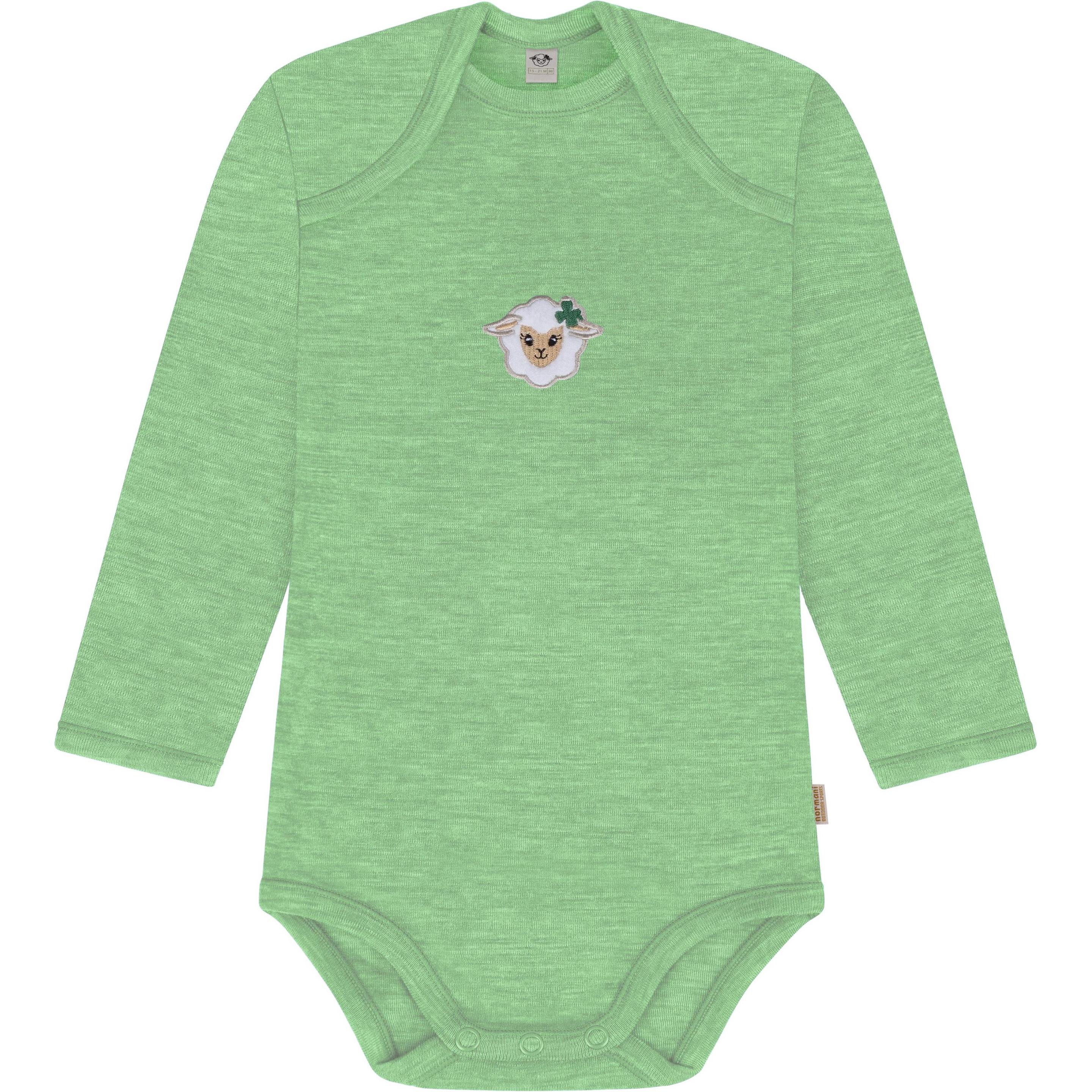 Normani, Herren, Body, Baby Merino Body Langarm „Auckland" - 9367, Grün, (56)