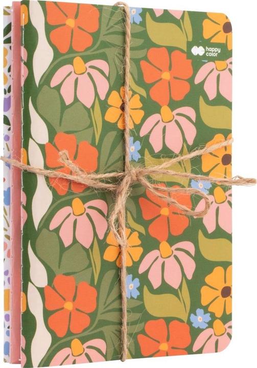 Happy Color Genähtes Notizbuch A6/32K Bloom boho (3 Stück) (A6, Dotted, Lined, Plain, Soft cover)