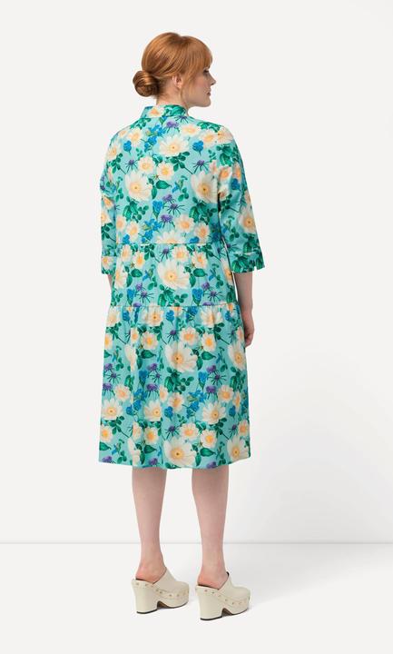 Image du produit Ulla Popken Robe chemisier, fleurs, coupe évasée, manches 3/4 (50, 52)