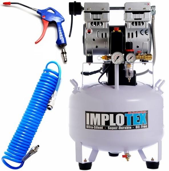 Immagine prodotto Implotex - Flüsterkompressor 850W, 55dB leise, ölfrei Kompressor inkl. Ausblaspistole und Drucklufts (8 bar, 30 l)