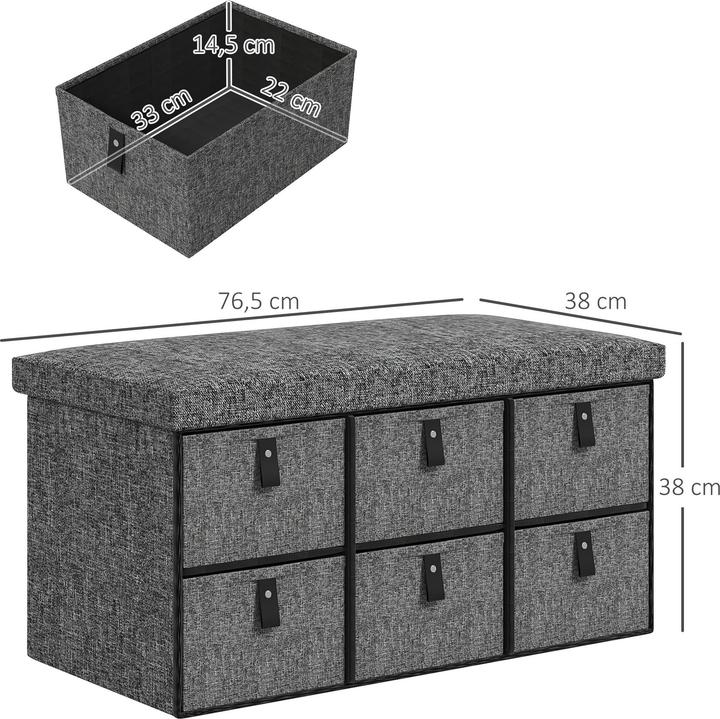 Immagine prodotto Homcom Schuhbank Polyester Dunkelgrau (38 x 38 x 38 cm)