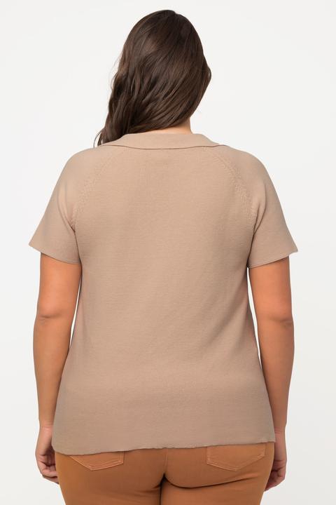 Immagine prodotto Ulla Popken Maglione polo in cotone biologico con scollo a V e mezze maniche (46, 48)
