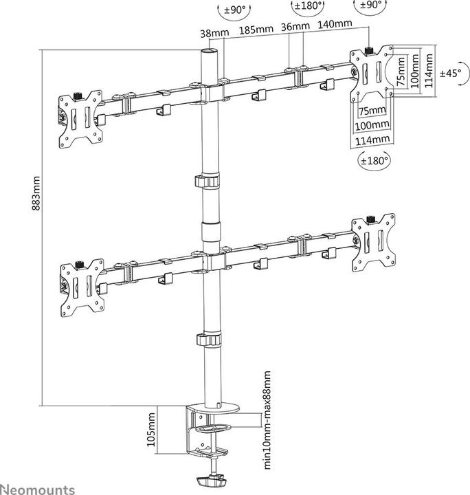 Immagine prodotto Neomounts FPMA-D550D4 (Tavolo, 32", 6 kg)