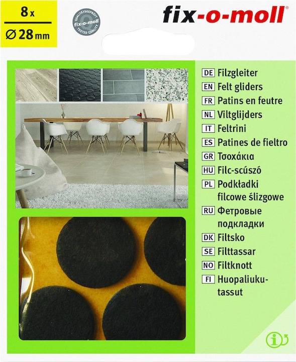 Fix-o-moll Filzgleiter 3 mm / Ø 28 mm 8 x (Filzgleiter, 8 Stück)