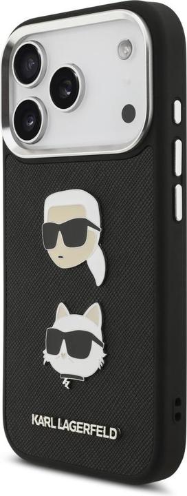 Immagine prodotto Karl Lagerfeld - Hardcase Grained K&C Heads Pins and Logo (KLHCP17LPSFDHPOK) - iPhone 17 Pro - Black (Apple iPhone 17 Pro)