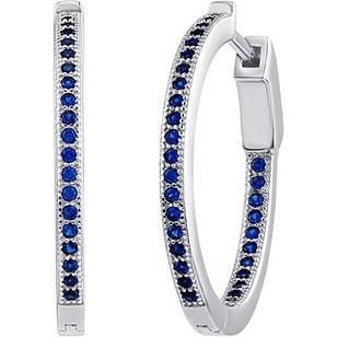 Silvego, Ohrringe, MILLA 22mm Silver Hoop Earrings withue Sapphire JJJE0106ESPB