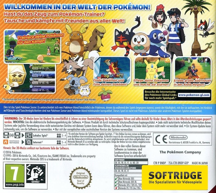 Produktbild Nintendo Pokémon Sonne (3DS, EN)