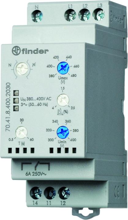 Finder Voltage monitoring relay 380-415V ac,3P