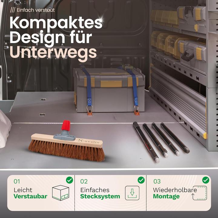 Immagine prodotto Novaliv Kokosbesen 40 cm mit Stiel Kokosborsten inkl. Kehrgarnitur verzinkt mit Gummilippe bestehend (1 pz.)