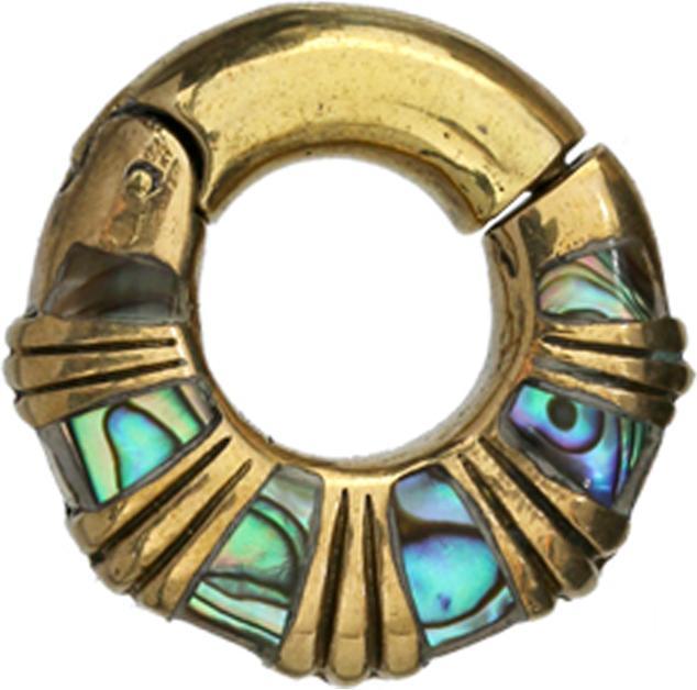 Produktbild Star Piercing Ohrgewicht Segmentring klappbar vergoldet mit Abalone (Messing)