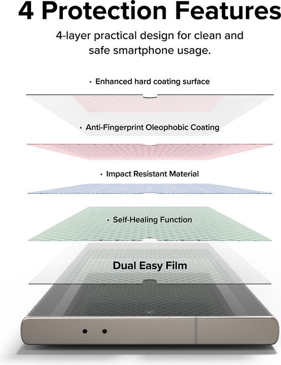 Actual product image Ringke Screen Protector for Galaxy S24 Ultra DUAL EASY FILM 2 pack, w installation Jig (2 Piece, Samsung Galaxy S24 Ultra)