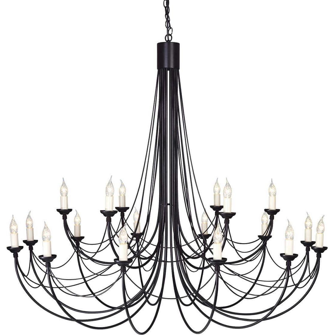 Elstead Lighting, Kronleuchter, Carisbrooke Kronleuchter E14 18-fach Schwarz, Made in UK (143 cm)