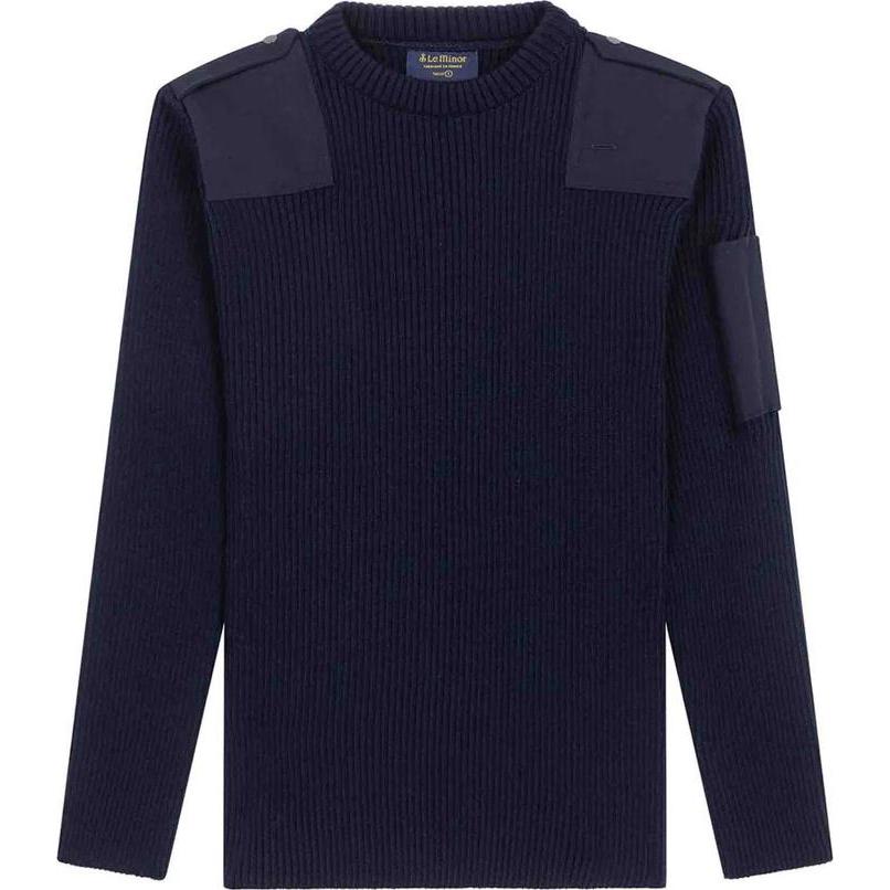 Le Minor, Herren, Pullover, Pullover mit Rundhalsausschnitt für Offiziere, Blau, (S)