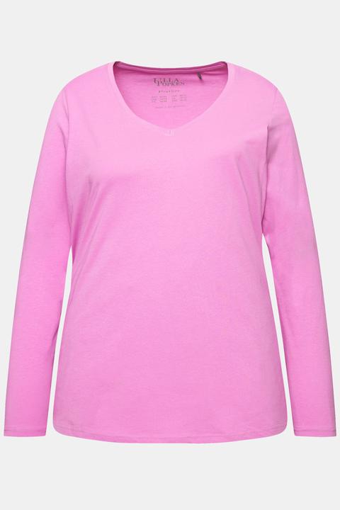 Produktbild Ulla Popken Shirt, Slim, V-Ausschnitt, Langarm (60)