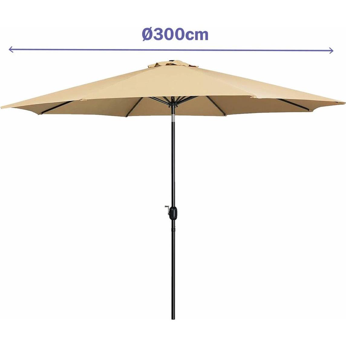 Marbueno, Ombrellone, Parasol Acero 8 Varillas D300 cm PoliÃster MarrÃ³n JardÃ­n, Piscina, Terraza